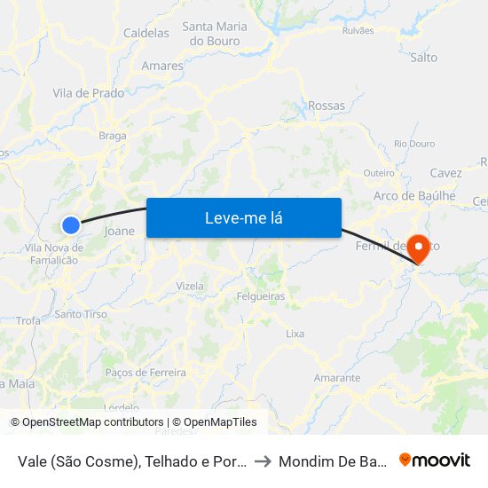 Vale (São Cosme), Telhado e Portela to Mondim De Basto map