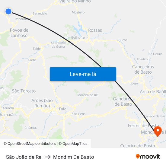 São João de Rei to Mondim De Basto map