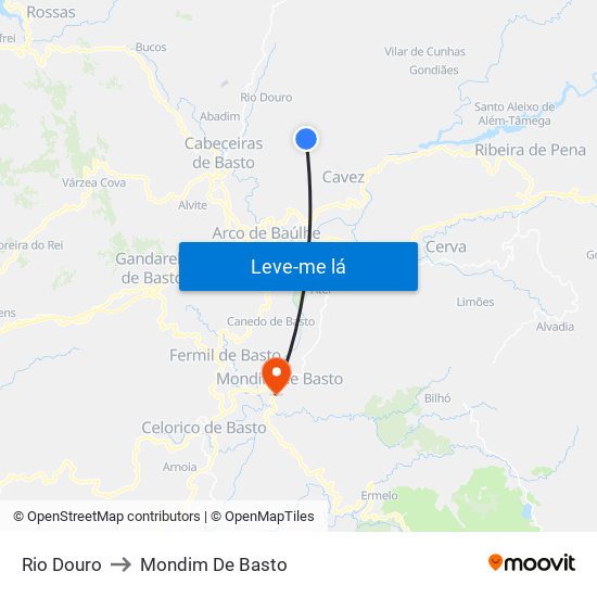Rio Douro to Mondim De Basto map