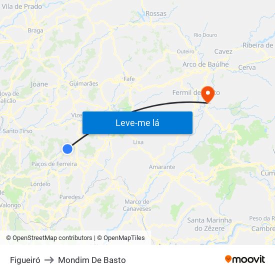 Figueiró to Mondim De Basto map