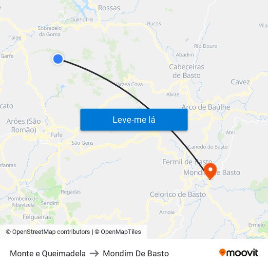 Monte e Queimadela to Mondim De Basto map