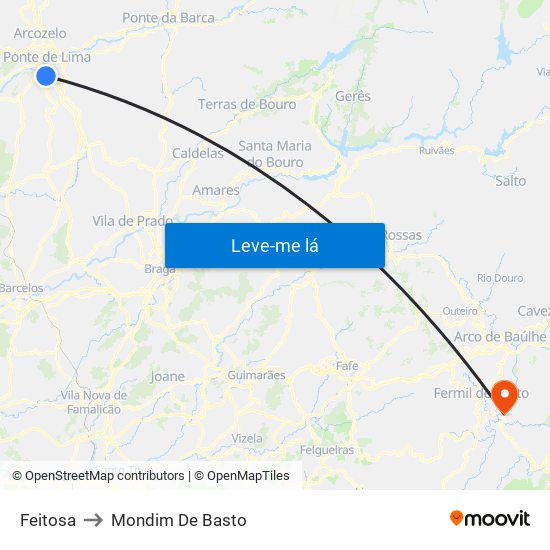 Feitosa to Mondim De Basto map