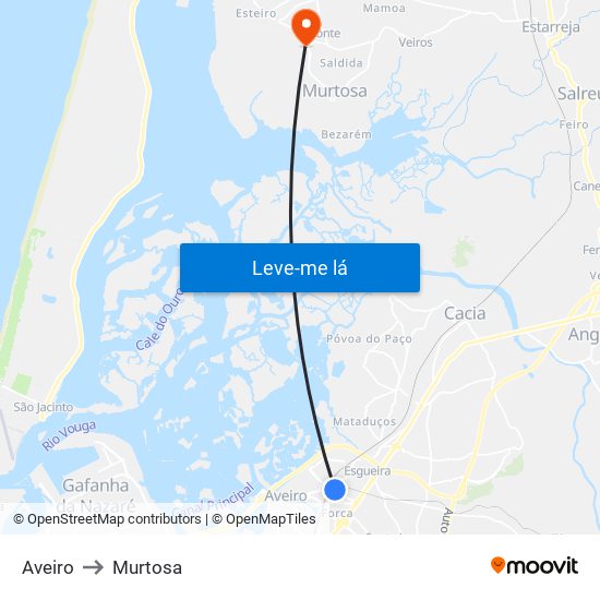 Aveiro to Murtosa map