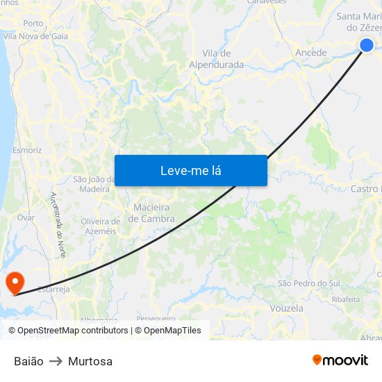 Baião to Murtosa map