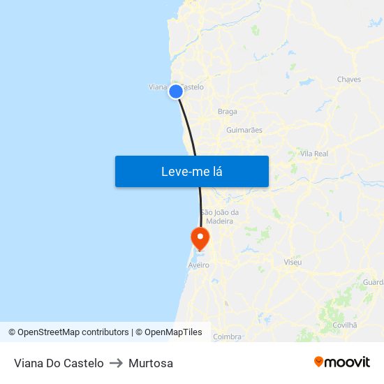 Viana Do Castelo to Murtosa map