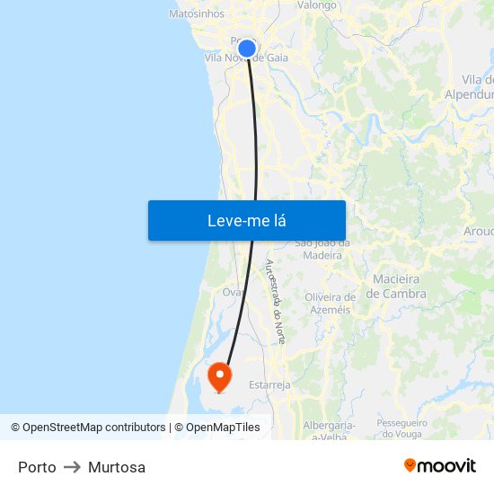 Porto to Murtosa map