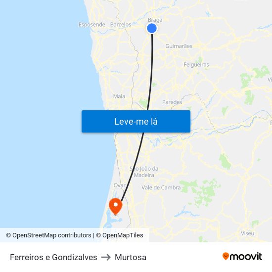 Ferreiros e Gondizalves to Murtosa map