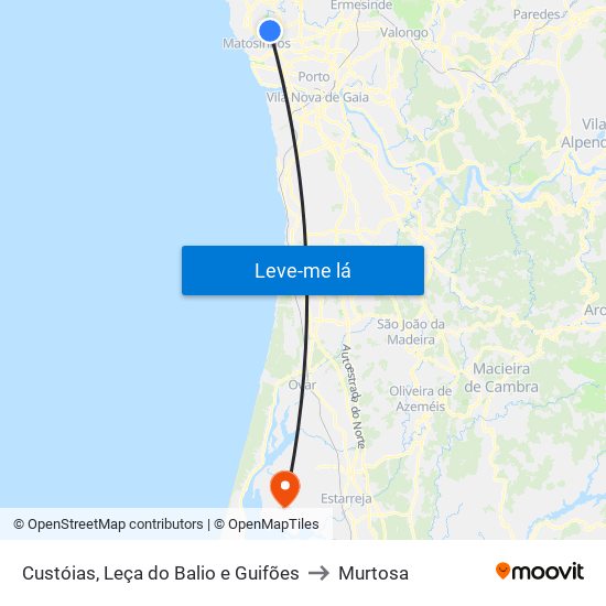 Custóias, Leça do Balio e Guifões to Murtosa map