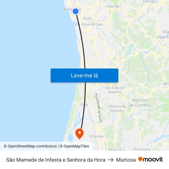 São Mamede de Infesta e Senhora da Hora to Murtosa map