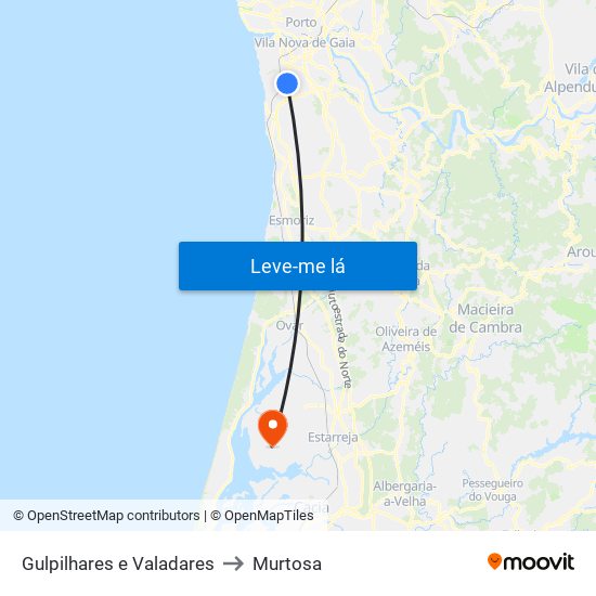 Gulpilhares e Valadares to Murtosa map