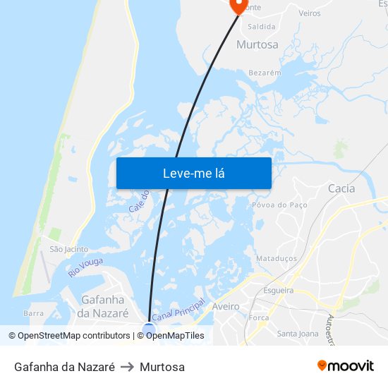 Gafanha da Nazaré to Murtosa map