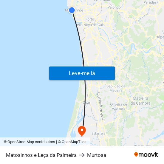 Matosinhos e Leça da Palmeira to Murtosa map