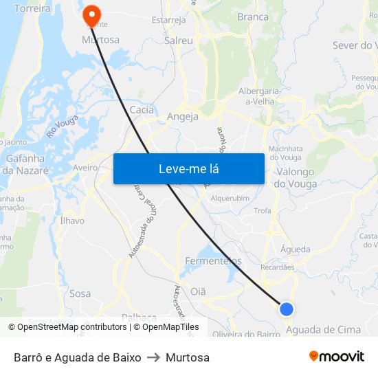 Barrô e Aguada de Baixo to Murtosa map