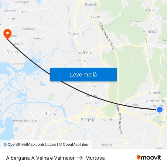 Albergaria-A-Velha e Valmaior to Murtosa map