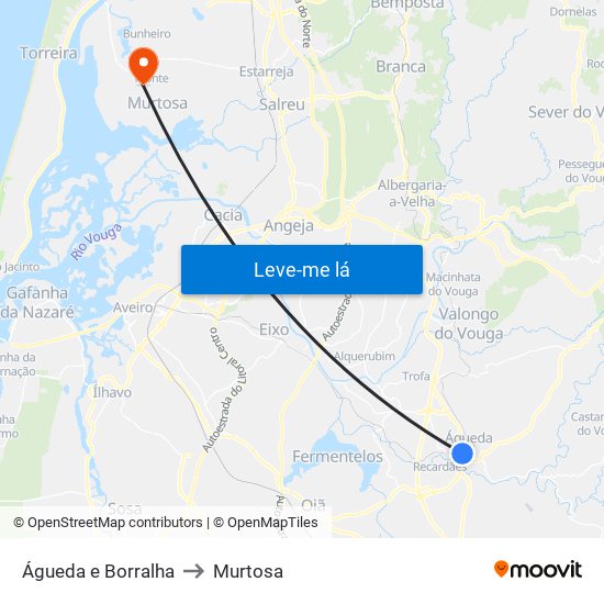 Águeda e Borralha to Murtosa map
