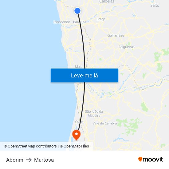 Aborim to Murtosa map