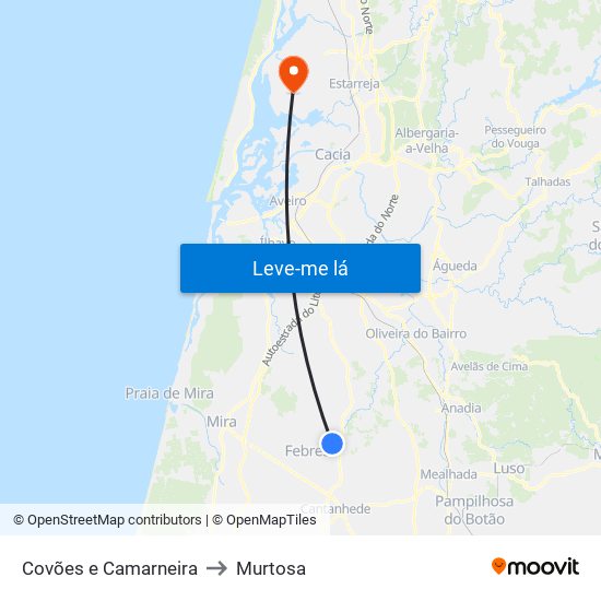 Covões e Camarneira to Murtosa map