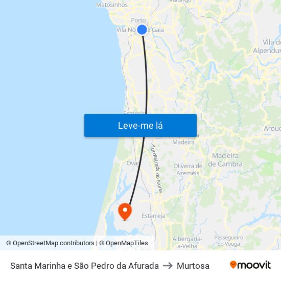 Santa Marinha e São Pedro da Afurada to Murtosa map