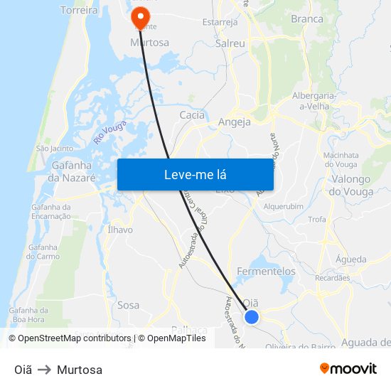 Oiã to Murtosa map