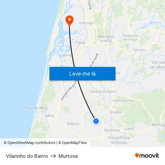 Vilarinho do Bairro to Murtosa map