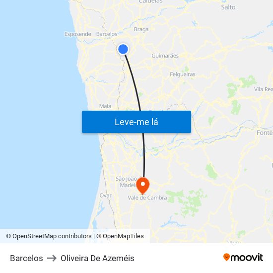 Barcelos to Oliveira De Azeméis map