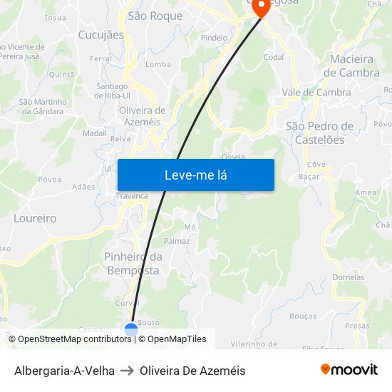 Albergaria-A-Velha to Oliveira De Azeméis map