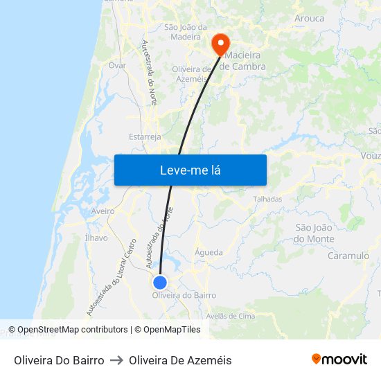 Oliveira Do Bairro to Oliveira De Azeméis map