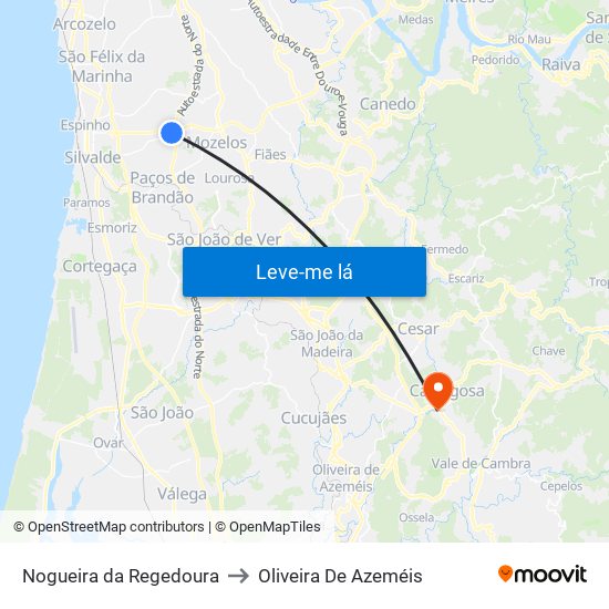 Nogueira da Regedoura to Oliveira De Azeméis map