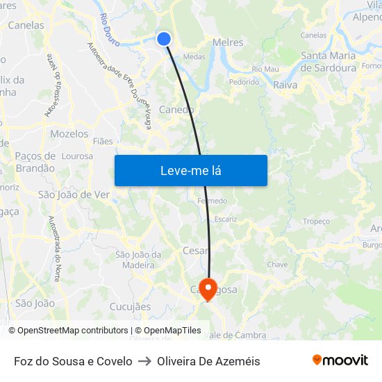 Foz do Sousa e Covelo to Oliveira De Azeméis map