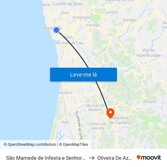 São Mamede de Infesta e Senhora da Hora to Oliveira De Azeméis map