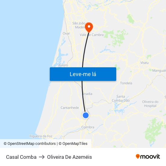 Casal Comba to Oliveira De Azeméis map