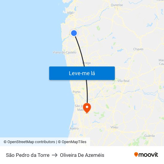 São Pedro da Torre to Oliveira De Azeméis map