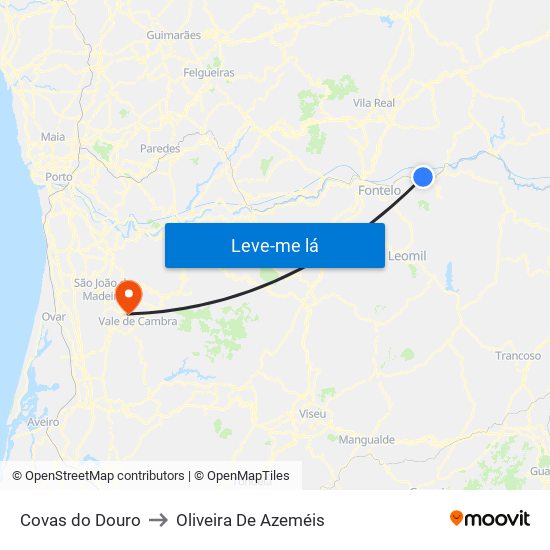 Covas do Douro to Oliveira De Azeméis map
