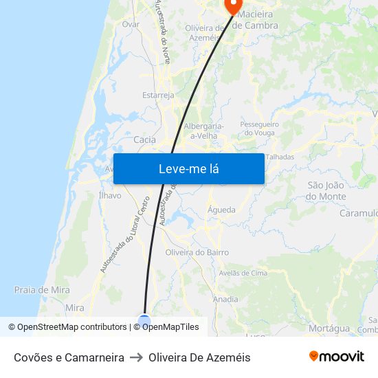 Covões e Camarneira to Oliveira De Azeméis map