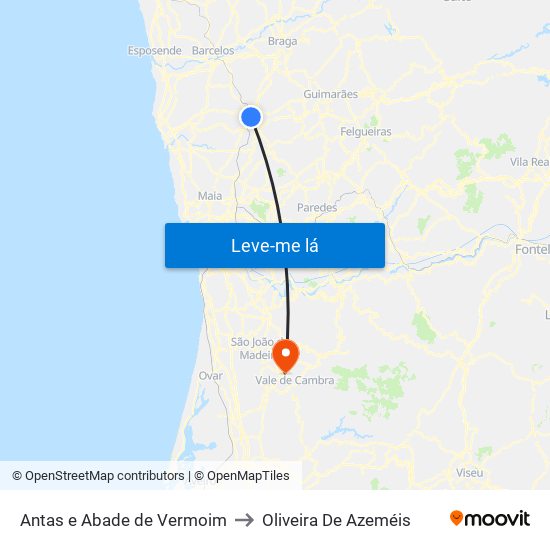 Antas e Abade de Vermoim to Oliveira De Azeméis map