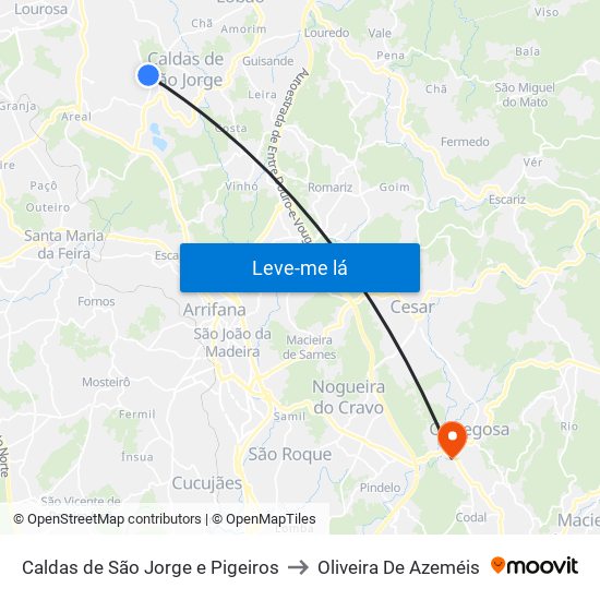 Caldas de São Jorge e Pigeiros to Oliveira De Azeméis map