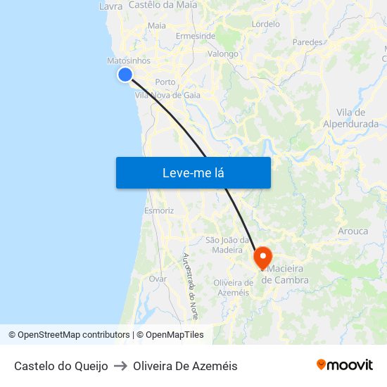 Castelo do Queijo to Oliveira De Azeméis map