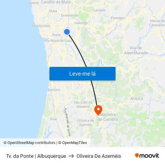 Tv. da Ponte | Albuquerque to Oliveira De Azeméis map