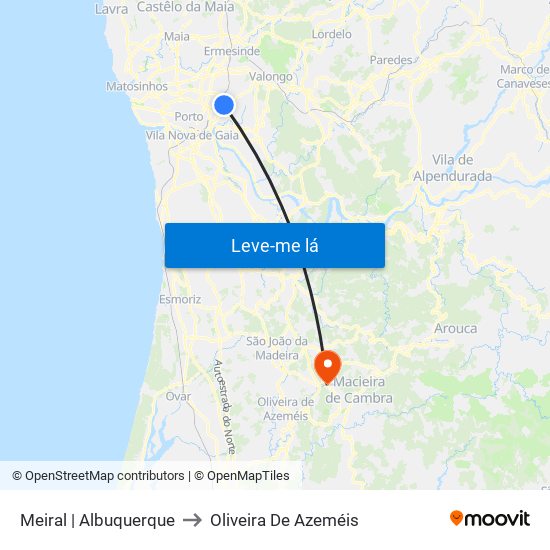 Meiral | Albuquerque to Oliveira De Azeméis map