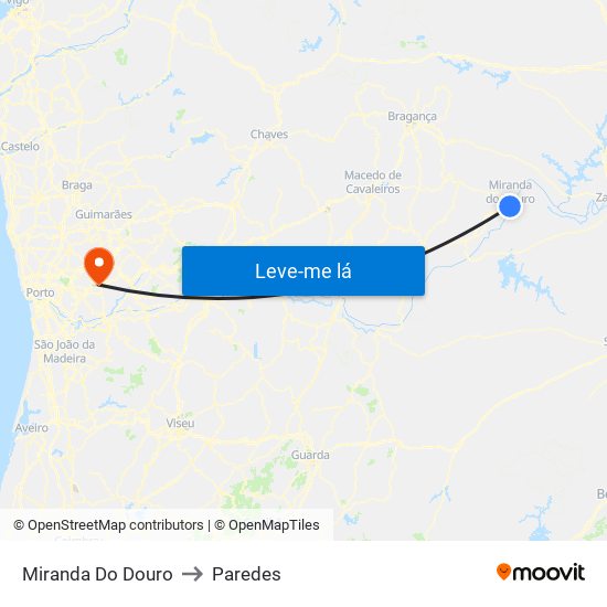 Miranda Do Douro to Paredes map