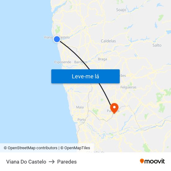 Viana Do Castelo to Paredes map