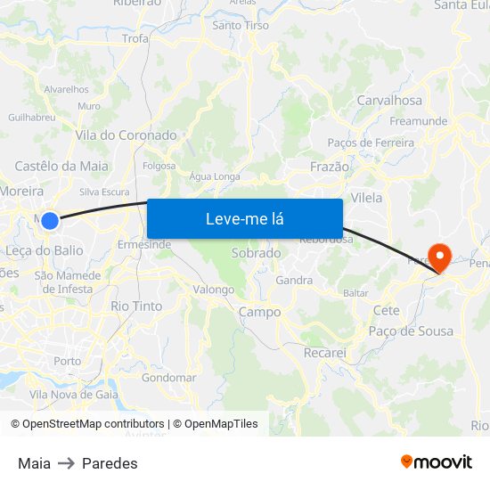 Maia to Paredes map