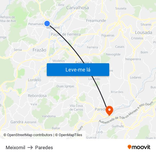 Meixomil to Paredes map