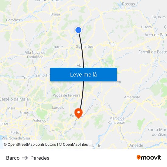 Barco to Paredes map