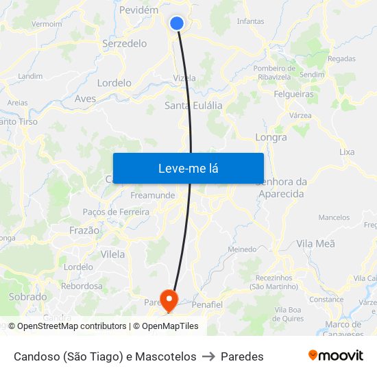 Candoso (São Tiago) e Mascotelos to Paredes map