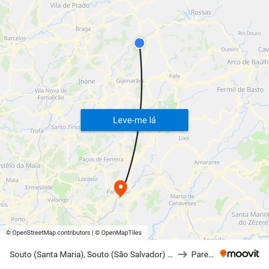 Souto (Santa Maria), Souto (São Salvador) e Gondomar to Paredes map