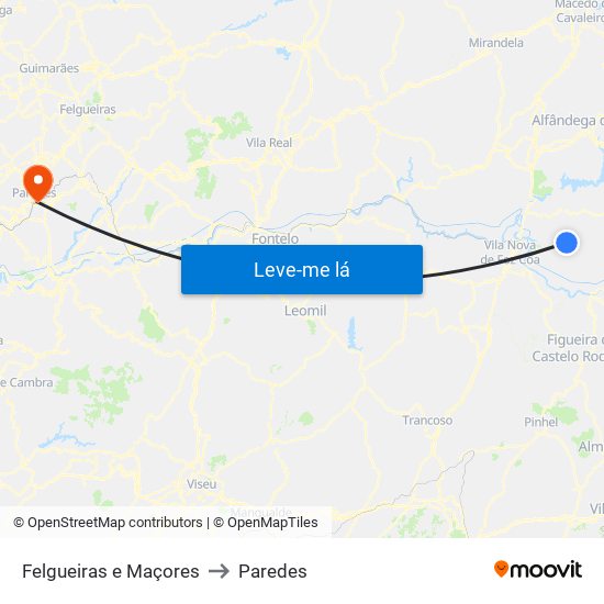 Felgueiras e Maçores to Paredes map
