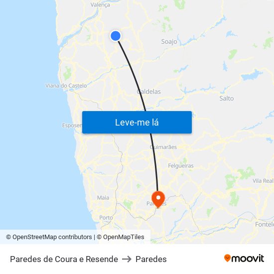 Paredes de Coura e Resende to Paredes map