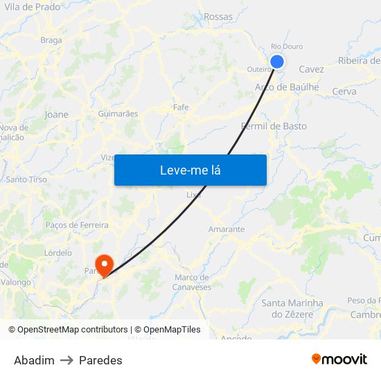 Abadim to Paredes map