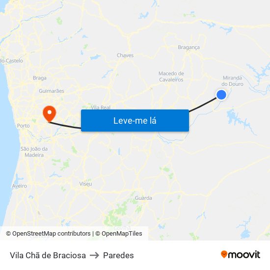 Vila Chã de Braciosa to Paredes map
